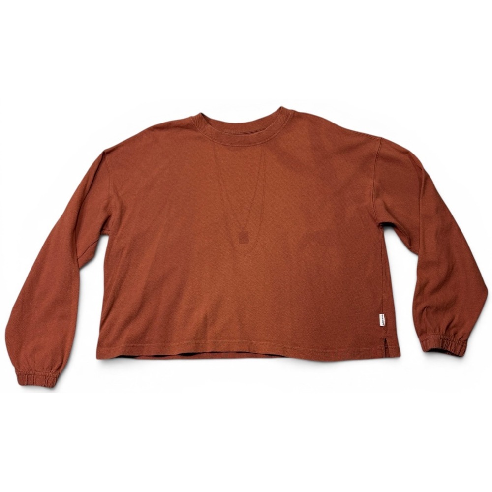 Le Bon Shoppe Sweatshirt S Orange Chain Detail 100% Cotton Crewneck Pullover